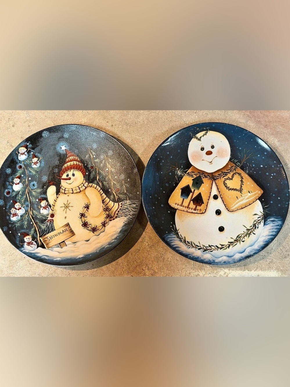 Vintage Gibson Holiday Snowman Plate bundle